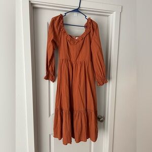 Terra-cotta orange Prairie dress